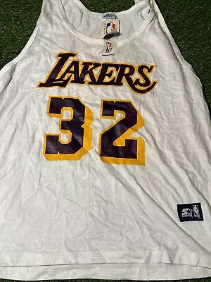 Vintage Starter Magic Johnson Los Angeles Lakers Tank Top White Mens L • $35