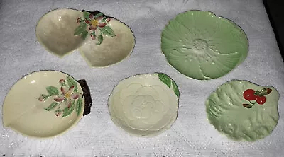 VINTAGE ART DECO GREEN CARLTON WARE -Green Orchid-Tomato-leaf- Green-5 Dishes • $60