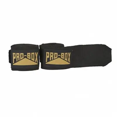 Pro Box Boxing Hand Wraps AIBA Stretch Protection - Black • £6.99
