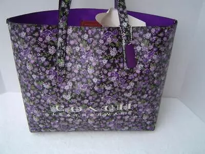 Authentic Coach Purple Floral Print Highline Tote #55181 Euc/ln  20 Pics!! • $149.99