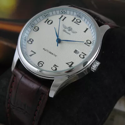 Winner Automatic Mechanical Watch Business Stainless Steel Leather Mens Watches • £19.98