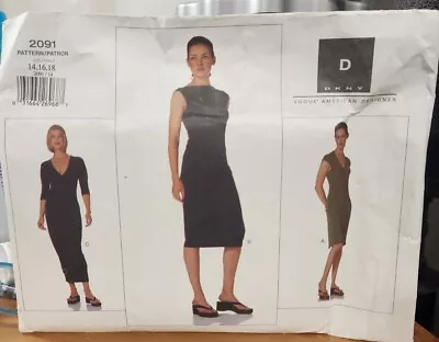 Vogue Pattern DKNY Designer #2091 Size 14-16-18 Misses Dress Sheath Style Uncut • $9.99