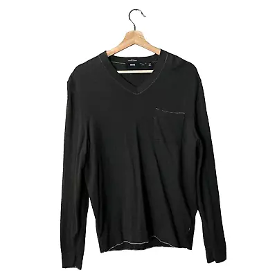 BOSS Hugo Boss Slim Fit Cashmere V Neck Sweater Size XL Mens Dark Green Pullover • $35.39