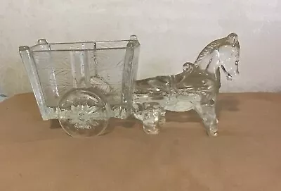 Vintage Glass Horse Drawn Cart Planter • $15