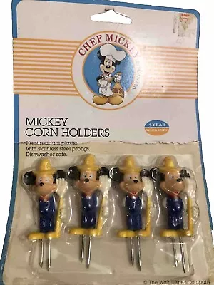 CHEF MICKEY MOUSE CORN HOLDERS Original Package Of 4 PreOwned Vintage Disney • $20