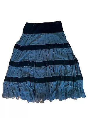 Vintage Chiffon Velvet & Lace Tiered Goth Fairycore Grunge Whimsigoth Skirt • $30