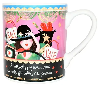 Cup Mug Coffee Tea Multicolor  Shopping Is A Sport  Ceramic Porcelain 12 Oz. • $14.99
