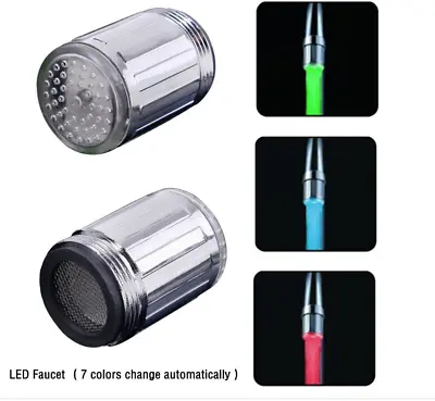 7Colors Auto Changing LED Water Faucet Glow Light-up LED Shower Tap Nozzle Head • $10