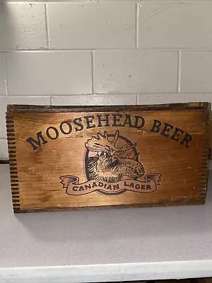 Vintage Moosehead Beer Canadian Lager Wooden Beer Crate Box With Sliding Lid • $89