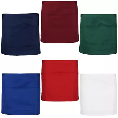 New Bar Apron Waiter Waitress Plain 4 Pockets Short Half Size Cafe Restaurant • £2.99