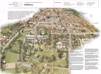 Salisbury Wiltshire 1990 Vintage Walking Route & Map #129 • £3.49