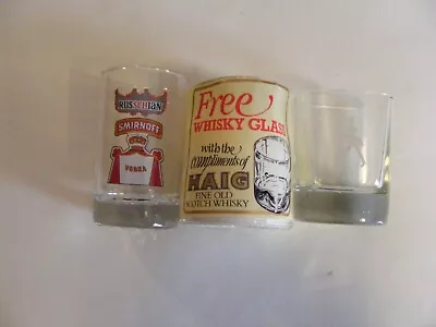 Vintage 1970s New Old Stock Johhnie Walker/haig Whisky Glasses + Smirnoff Vodka • £5.99