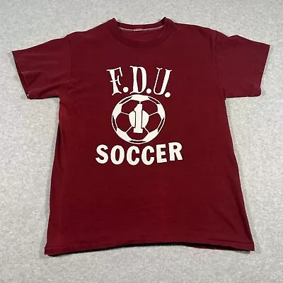 Vintage Soccer Shirt Adult Small Maroon Single Stitch  90s Fairleigh Dickinson • $23