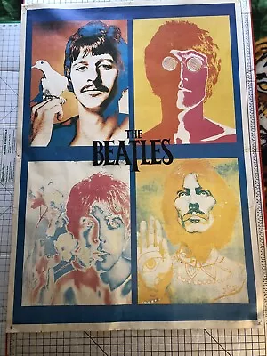 Rare Huge Psychedelic Beatles Poster Richard Avedon Great Britain 54”x 38” • $125