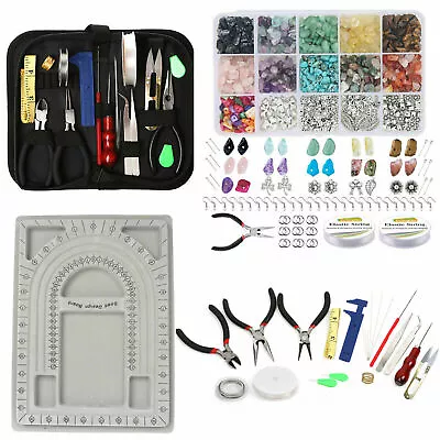 Jewellery Making Kit Wire Findings Pliers Starter Tool Earring Bracelet Supplies • $45.99