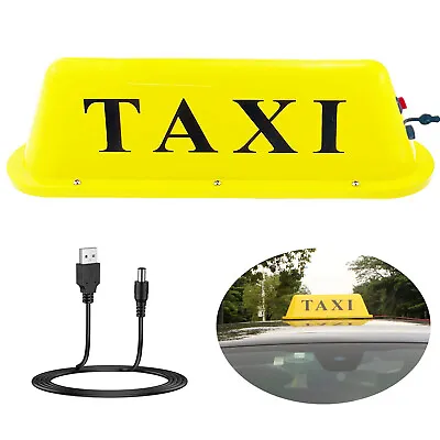 TAXI Sign Light Roof 18650 Battery USB Rechargeable Yellow With Magnetic Base  • $25.64