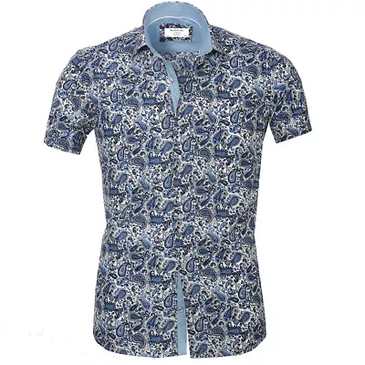 Russell & Giles Men`s Short Sleeve Patterned Casual Designer Shirt  • £8.99