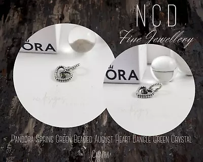 NC Designs Pandora Green August Heart Dangle Green Crystal Charm 798854C10 • $29