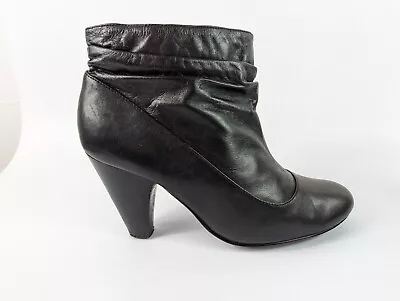 £18.99 • Buy Red Herring Black Leather High Heel Ankle Boots UK 6