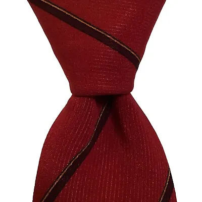 STEFANO RICCI Men's 100% Silk Skinny Necktie ITALY Luxury STRIPED Red/Brown EUC • $48.99