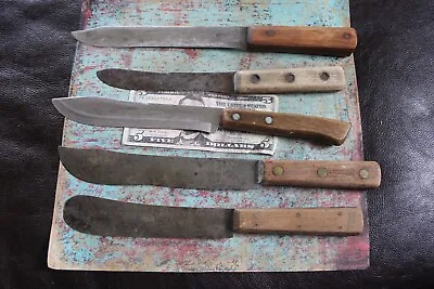 $10.50 • Buy Kitchen Chef Butcher Fixed Blade Knives Lot Of 5