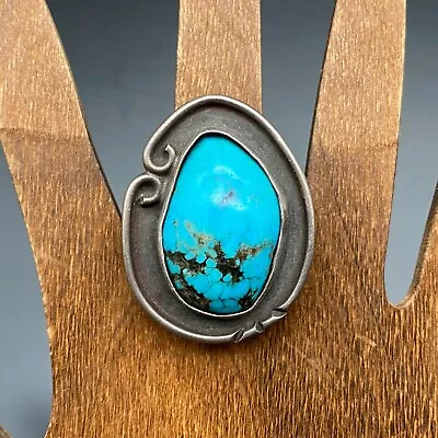 Vintage Southwestern Turquoise Silver Ring Size 6.75 • $235