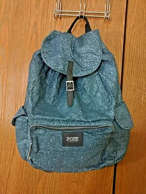 Victoria's Secret PINK Blue Glitter Bling Backpack Bookbag RARE NWOT NEVER USED • $129.95