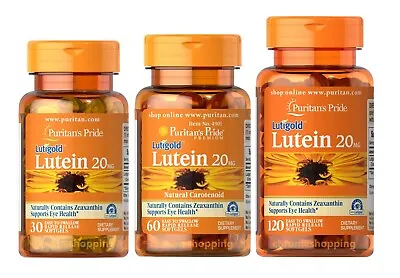 Puritans Pride LUTEIN With ZEAXANTHIN 20mg 30/60/120 Rapid Release Softgels UK • £14.95