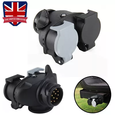 UK 13 Pin To 7 Pin Trailer Light Board Extension Adaptor Plug Caravan Towing Van • £7.89