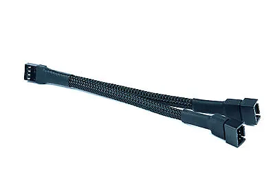 4 Pin PWM Fan Y Splitter Black Sleeved Extension Cable 20cm - Shakmods UK Seller • £3.99