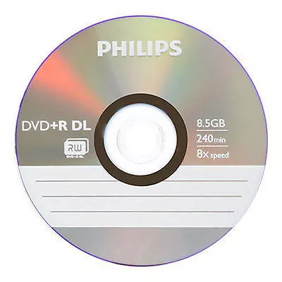 5 PHILIPS 8X DVD+R DL Dual Double Layer 8.5GB Branded Logo - Paper Sleeve   • $10.49