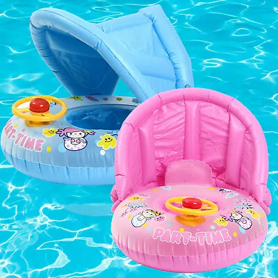 Baby Floats PoolSwimming Float Ring Baby Inflatable Floater W/Steering Wheel • £7.89