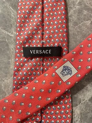 Versace 100% Silk Red Medusa Tie Made In Italy • $19.99