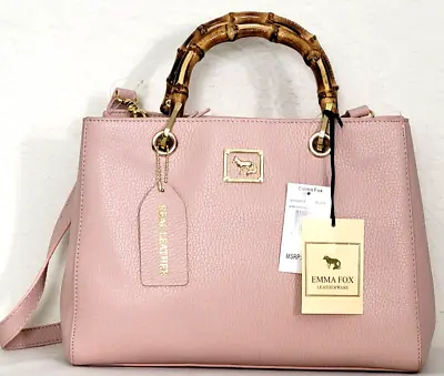 $180.49 • Buy 🌞emma Fox Juno Pebbled Leather Bamboo Handles Blush Pink Satchel Bag🌺nwt!