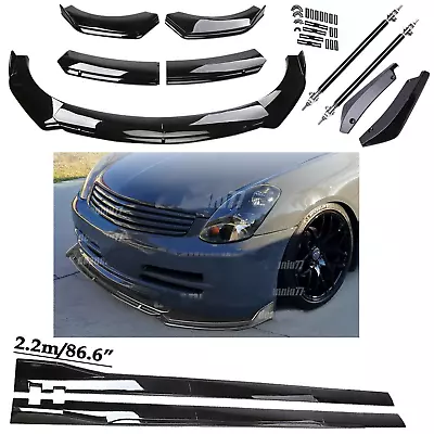 Front Bumper Spoiler Body Kit / Side Skirt/Strut Rods For Infiniti G35 G37 • $99.99