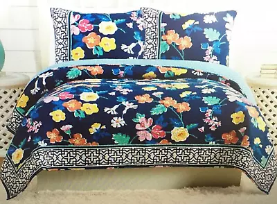 Vera Bradley Quilt Maybe Navy Santiago Floral King Size Bedding Comforter • $109.95