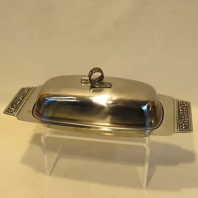 Mid Century Modern Vintage Covered Butter Dish Stainless Steel Japan 1/4 Lbs WOW • $15.17