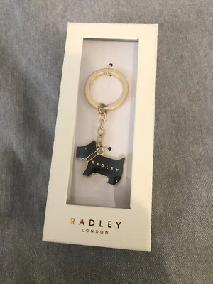 £24.50 • Buy Radley Black & Gold Enamel Dog Key Ring Bag Charm New With Box