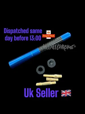 Universal 12cm Car Antenna Car Aerial Mini BLUE Carbon Fibre Mod Roof Radio FM • £6.49