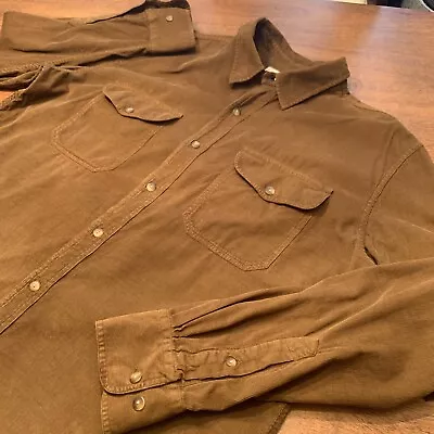 VTG CC Filson Genuine Garment Corduroy Whiskey Brown Button Up Shirt Men XL 51” • $65