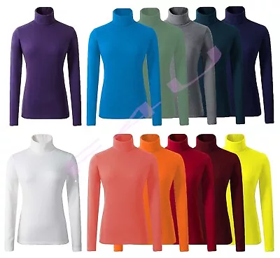 £6.99 • Buy Womens Ladies Polo Neck Roll Neck Turtle Neck Plain Jumper Top Long Sleeve 8-26.