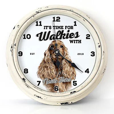 Personalised Kitchen Clock Cocker Spaniel Round Wall Hanging Dog Home Gift DC56 • £22.95