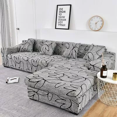 Sofa Cover Sectional Chair Cover Need Order 2pc Sofa Cover L-shape Elasticity • $92.91