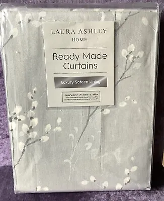 Laura Ashley Pussy Willow Steel R/Made Curtains  64”W”x 54”L (162cm X 137cm) NEW • £80