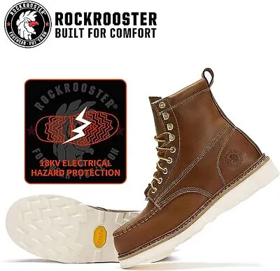 ROCKROOSTER 7  Brown Heritage Fashion Boots Men Steel Toe EH Safety Work Boots • $69.99