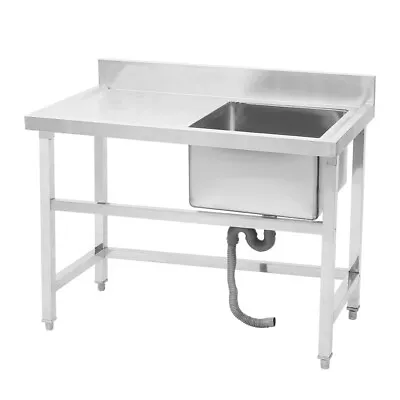 Stainless Steel Catering Sink Bowl Drainboard Sink Table Farmhouse Restaurant • £169.95