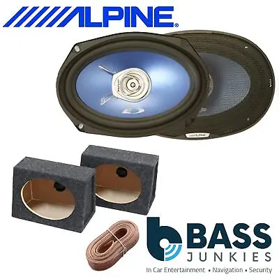 Alpine 6x9  2 Way 500 Watts A Pair Speakers With Black 6x9 Grey Boxes And Cable • £109