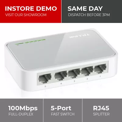 TP-LINK 5 Port Fast Ethernet Switch LAN Network Hub Wired RJ45 Splitter • £11.99