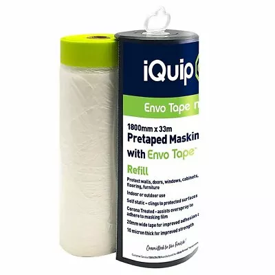 IQuip Envo Tape N Drape 33m - Pretaped Masking Film Protector Paint Plaster • $17.60