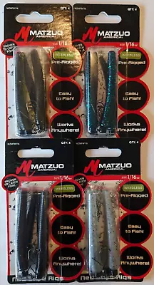 4 - MATZUO Weedless Ned Style Rigs - 4/Pk - 1/16 Oz. - Four Popular Colors! • $16.99